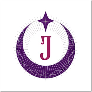 J - Moon Monogram Posters and Art